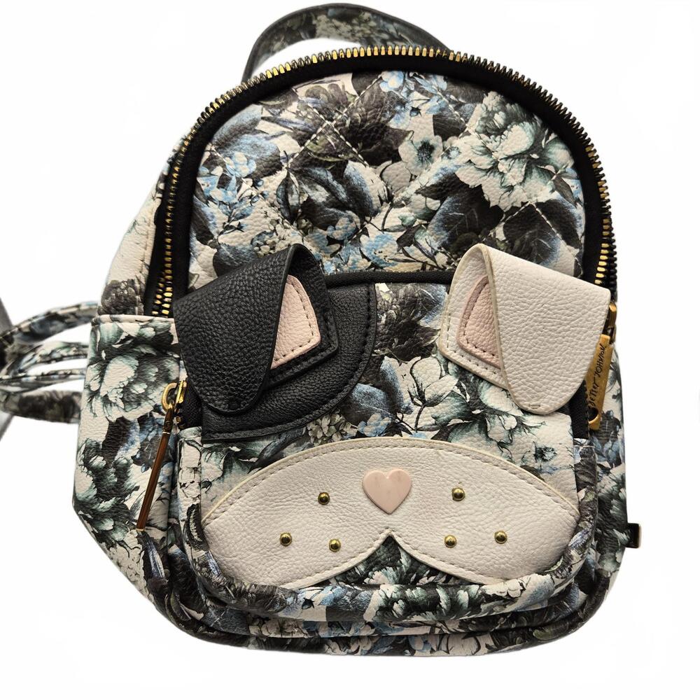 Betsey Johnson Kitsch Puppy Mini Backpack Blue Rose Floral Dog Aesthetic Kawaii